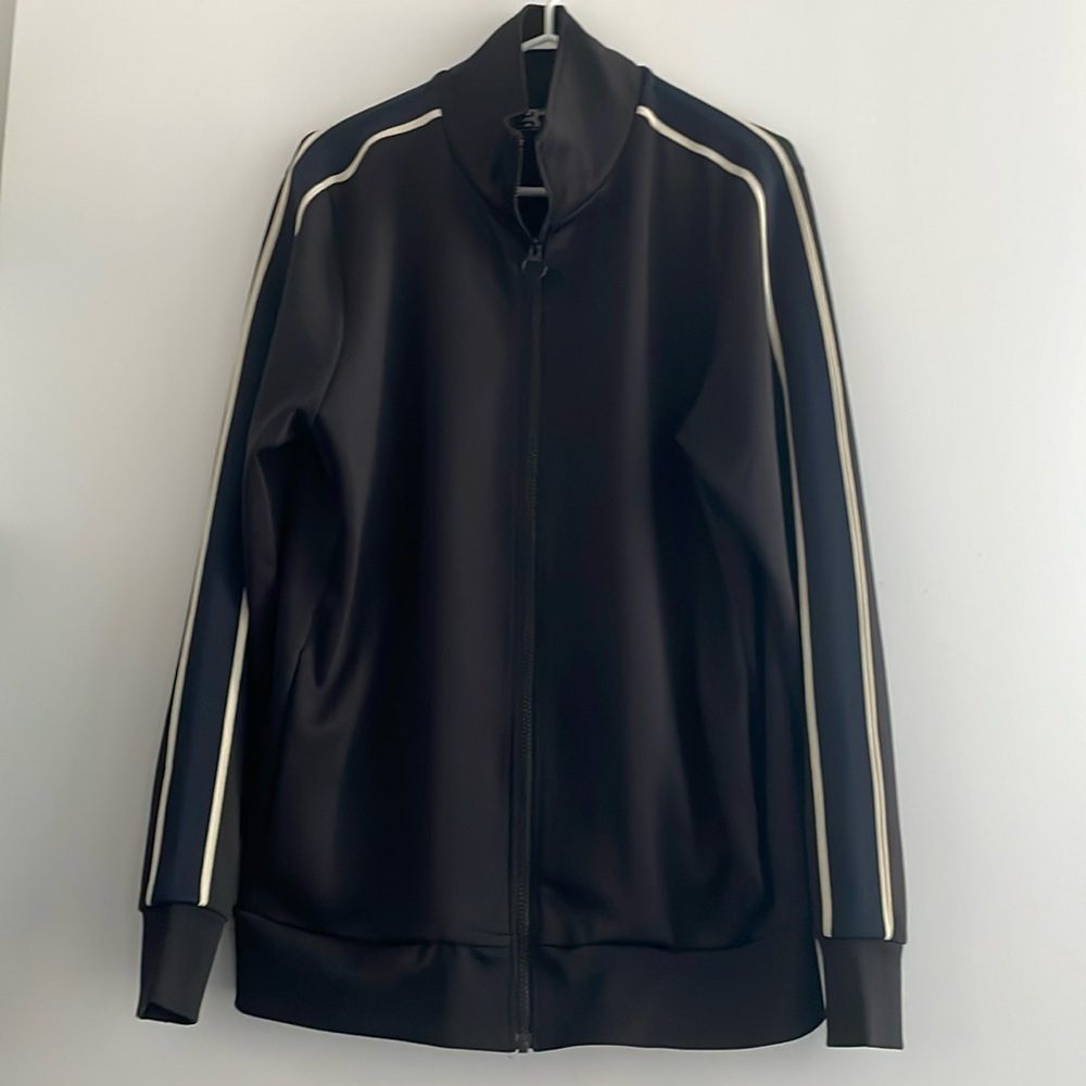 Simons Black Track Jacket with Blue Stripe (Medium Mens)